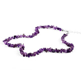 Mini Nugget Bead Necklace in Silver and Amethyst
