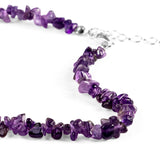 Mini Nugget Bead Necklace in Silver and Amethyst