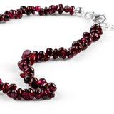 Mini Nugget Bead Necklace in Silver and Garnet