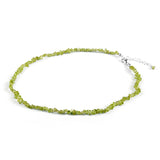 Mini Nugget Bead Necklace in Silver and Peridot