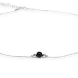 Delicate Single Stone Necklace in Silver and Black Onyx