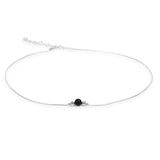Delicate Single Stone Necklace in Silver and Black Onyx