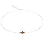 Delicate Single Stone Necklace in Silver and Tiger's Eye