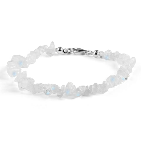 Mini Nugget Bead Bracelet in Silver and Moonstone