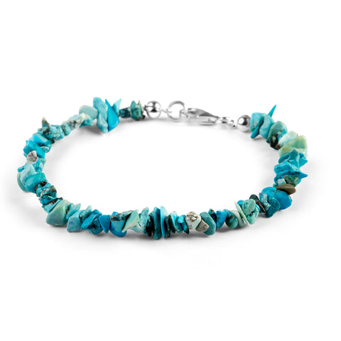 Mini Nugget Bead Bracelet in Silver and Natural Turquoise