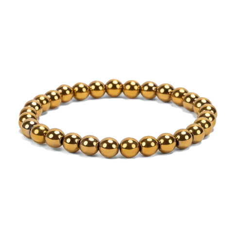 Stretch Bead Bracelet in Gold Hematite