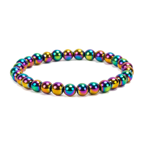 Stretch Bead Bracelet in Rainbow Titanium