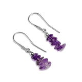Mini Nugget Bead Hook Earrings in Silver & Amethyst