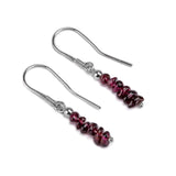 Mini Nugget Bead Hook Earrings in Silver & Garnet