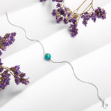Delicate Single Stone Bead Bracelet in Silver & Natural Turquoise