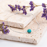 Delicate Single Stone Bead Bracelet in Silver & Natural Turquoise