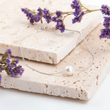 Delicate Single Stone Bead Bracelet in Silver & White Pearl