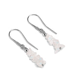 Mini Nugget Bead Hook Earrings in Silver & Moonstone