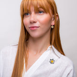 Statement Daffodil Flower Brooch in Silver and Yellow Amber