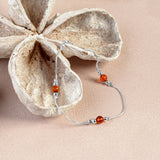 Bead Bracelet in Silver and Cognac Amber