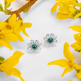 Daisy Stud Earrings in Silver and London Blue Topaz