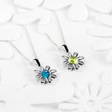 Daisy Flower Necklace in Silver and London Blue Topaz