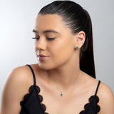 Daisy Flower Necklace in Silver and London Blue Topaz