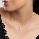 Daisy Flower Necklace in Silver and London Blue Topaz