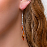 Dangle Drop Earrings in Silver and Amber