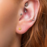 Teeny Dotted Stud Earrings in Silver with 24ct Gold