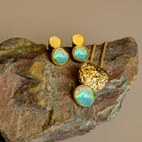 Double Circle Necklace in Silver with 24ct Gold and Ethiopian Opal