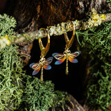 Dragonfly Drop Earrings in Titanium & Sterling Silver with 24ct Gold