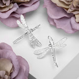 English Emperor Dragonfly Statement Hook Earrings in Silver