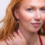 Dragonfly Drop Earrings in Titanium & Sterling Silver with 24ct Gold