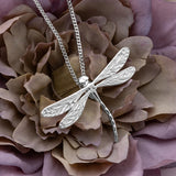 English Emperor Dragonfly Necklace in Silver