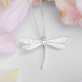 English Emperor Dragonfly Necklace in Silver