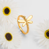 Dragonfly Ring in Silver with 24ct Gold
