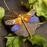 Statement Dragonfly Necklace in Titanium & Sterling Silver with 24ct Gold