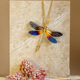 Statement Dragonfly Necklace in Titanium & Sterling Silver with 24ct Gold