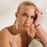 Large Areca Palm Leaf Drop Earrings in Silver