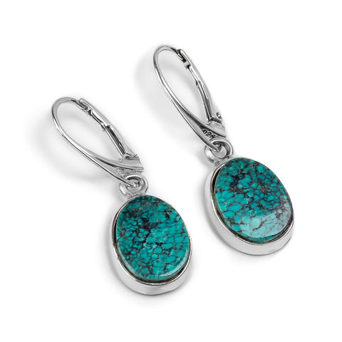 Lovely Tibetan Turquoise Earrings - Natural Designer Gemstones
