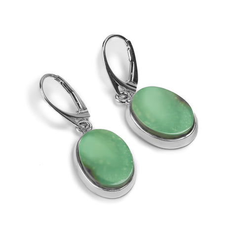 Green Tibetan Turquoise Earrings - Natural Designer Gemstones