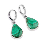 Handmade Malachite Hoop Statement Earrings - Natural Designer Gemstones