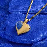 September Birthstone Heart Necklace in Silver with 24ct Gold & Sapphire