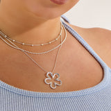 Open Flower Necklace in Silver