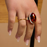Handmade Baltic Amber Statement Ring - Natural Designer Gemstone