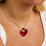 Heart Cognac Amber and Silver Necklace - Natural Designer Gemstone