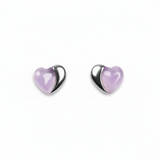 Miniature Heart Earrings in Silver and Light Amethyst