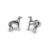 Miniature Greyhound / Whippet / Sighthound Stud Earrings in Silver