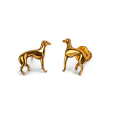 Miniature Greyhound / Whippet / Sighthound Stud Earrings in Silver with 24ct Gold