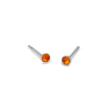 Teeny Tiny Round Stud Earrings in Silver and Carnelian
