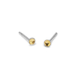 Teeny Tiny Round Stud Earrings in Silver and Citrine