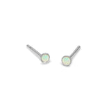 Teeny Tiny Round Stud Earrings in Silver and Ethiopian Opal