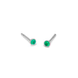 Teeny Tiny Round Stud Earrings in Silver and Green Onyx