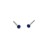 Teeny Tiny Round Stud Earrings in Silver and Lapis Lazuli